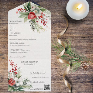 Elegant Winter Flowers, Berries & Gräs QR Code