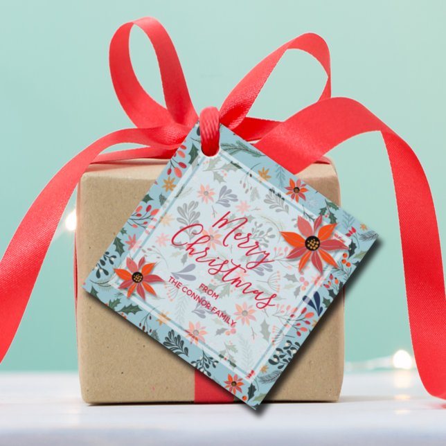 Elegant Winter Flowers Helgdag jul Gåvor Etiketter (Skapare uppladdad)