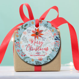 Elegant Winter Flowers Helgdag Jultur Gåvor Etiketter