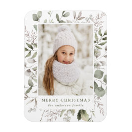 Elegant Winter Foliage and Snowbär Photo Magnet
