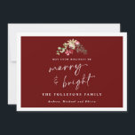 Elegant Winter Foliage Bouquet non Photo Julkort<br><div class="desc">Det här burguddiga,  röda och vita julkortet som inte är fotojullkort har en liten vattenfärgad blad och berrys bukett högst upp. Den är parad med modern handstil. Ange din familj namn och namn först. Baksidan har en passande helgdag med julblad och bär.</div>