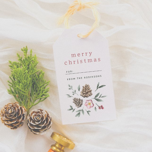 Elegant Winter Foliage God jul Presentetikett (Skapare uppladdad)