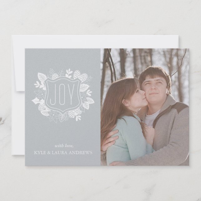 Elegant Winter Foliage Silver Shimmer-fotokort Inbjudningar (Framsida)