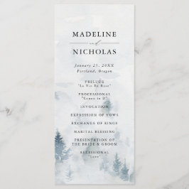 Elegant Winter Forest Bröllop Ceremony Program
