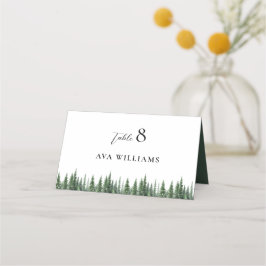 Elegant Winter Forest Watercolor Bröllop Placeringskort