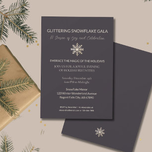 Elegant Winter Gala-inbjudan Champagne Snowflake Inbjudningar