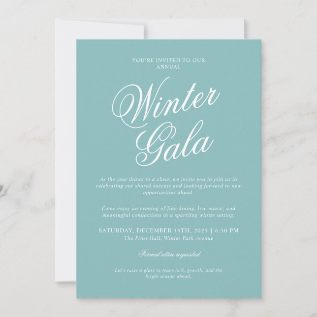 Elegant Winter Gala Invitation Formal Holiday Inbjudningar (Framsida)
