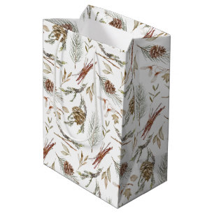 Elegant Winter Gift Bag med Pinecones