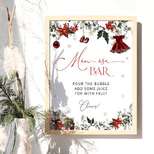 Elegant Winter Girl Baby Shower Momosa Pub Poster