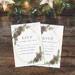 Elegant Winter Gräs Cone Greenery Bröllop OSA Kort<br><div class="desc">Den här eleganten har vinterkortet bröllop OSA ett guld-geometriskt ram som är dekorerat med vintern vattenfärgsgrey och gräs-koner och accentuerat med snöbär. På baksidan finns en grönt vattenfärg struktur. Hitta resten av bröllopssviten och fler matchande produkter i samlingen, eller meddela mig genom Zazzle-Chattan om du behöver designtsvagar eller fler matchande...</div>