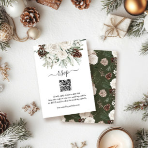Elegant Winter Gräs QR-kodens Bröllop OSA Tilläggskort