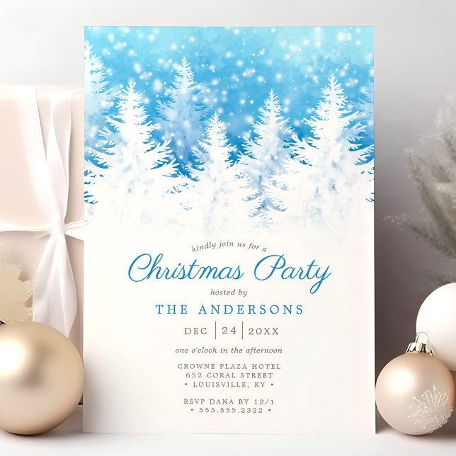 Elegant Winter Gräs Träd i Snö i Party vid jul i Inbjudningar (Skapare uppladdad)