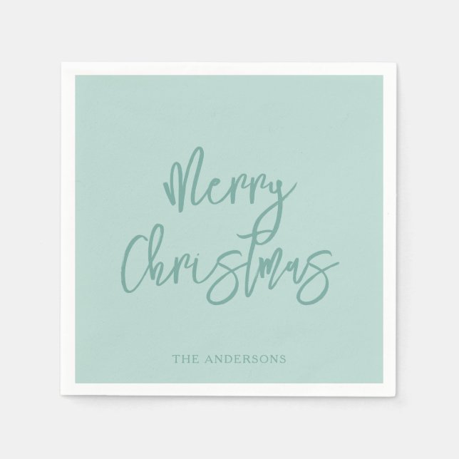 Elegant Winter Green Minimalist Script Christmas Pappersservett (Framsidan)