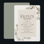 Elegant Winter Greenery Blommigt Couples Shower Inbjudningar<br><div class="desc">Vinterparets Shower-inbjudan med en vattenfärg evergreen grey med vita blommor runt ram för ett unikt chic-utseende</div>