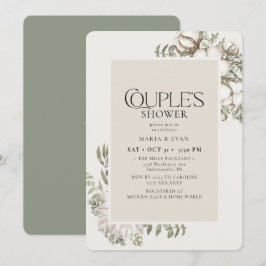 Elegant Winter Greenery Blommigt Couples Shower Inbjudningar