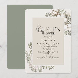 Elegant Winter Greenery Blommigt Couples Shower Inbjudningar