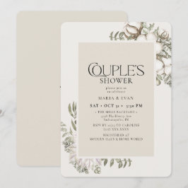 Elegant Winter Greenery Blommigt Couples Shower Inbjudningar