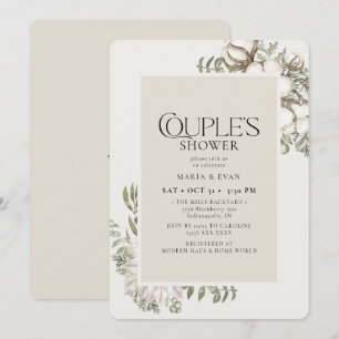 Elegant Winter Greenery Blommigt Couples Shower Inbjudningar