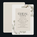 Elegant Winter Greenery Blommigt Ivory Möhippa Inbjudningar<br><div class="desc">Inbjudningskort för möhippan med en vattenfärg,  vintergrön grönska med vita blommor runt ram för ett unikt chic</div>