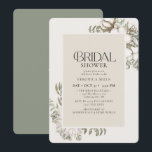 Elegant Winter Greenery Blommigt Möhippa Inbjudningar<br><div class="desc">Inbjudningskort för möhippan med en vattenfärg,  vintergrön grönska med vita blommor runt ram för ett unikt chic</div>