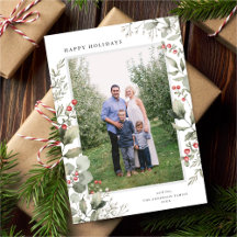 Elegant Winter Greenery Botanical White One Photo