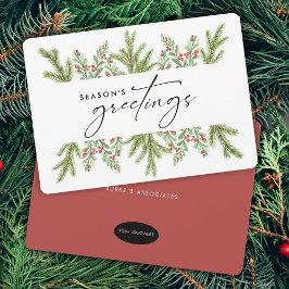 Elegant Winter Greenery Business ADD-LOGOTYP Julkort