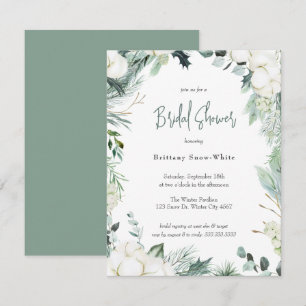 Elegant Winter Greenery Cotton Eucalyptus Möhippa Inbjudningar