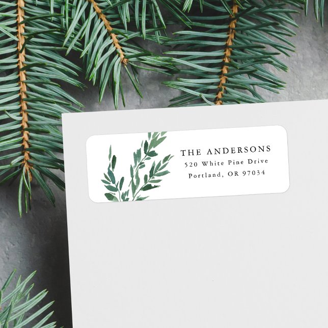 Elegant Winter Greenery Helgdag Returadress Etikett (Skapare uppladdad)