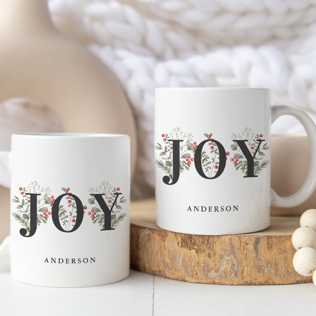 Elegant Winter Greenery JOY JY Helgdag Kaffemugg (Skapare uppladdad)