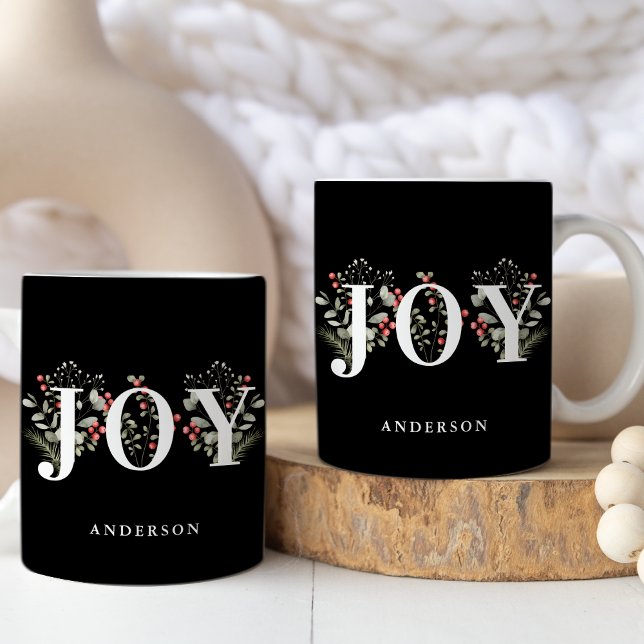 Elegant Winter Greenery JOY JY Helgdag Kaffemugg (Skapare uppladdad)