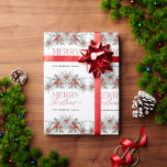 Elegant Winter Greenery jul Presentpapper<br><div class="desc">Modern julklapp med papper elegant vinter,  grön och gräddbär på vit bakgrund. Den traditionella "God jul" från hälsning finns i handskrivna stil-typografi i klassform. Anpassa den här vackra helgdag papper med ditt namn.</div>