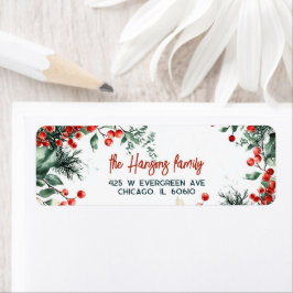 Elegant Winter Greenery jul Returadress Etikett
