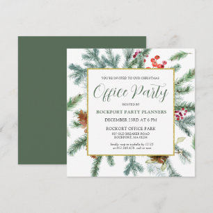 Elegant Winter Greenery Julkontoret Party Inbjudningar