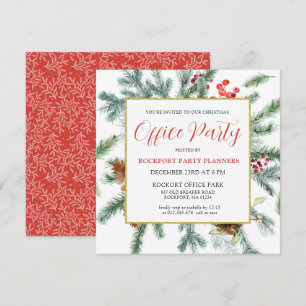 Elegant Winter Greenery Julkontoret Party Inbjudningar
