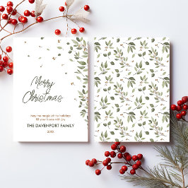 Elegant Winter Greenery Julkort