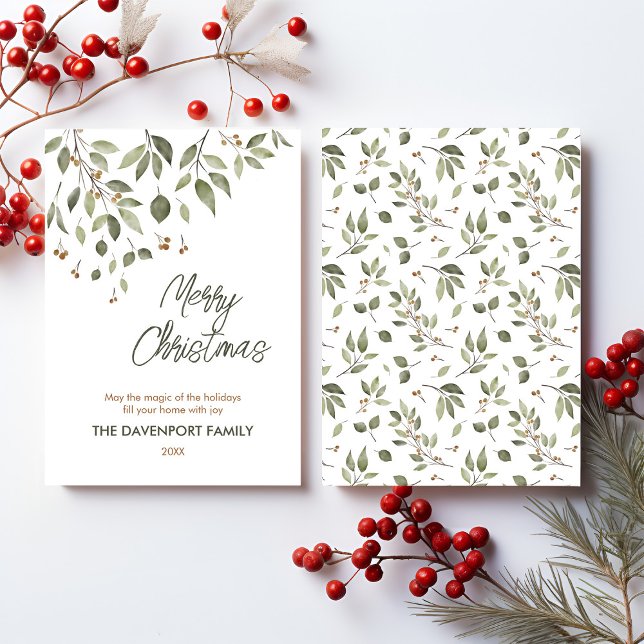 Elegant Winter Greenery med Berries Julkort (Skapare uppladdad)