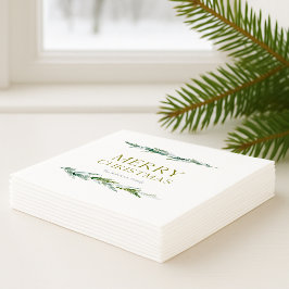 Elegant Winter Greenery Merry Christmas Pappersservett