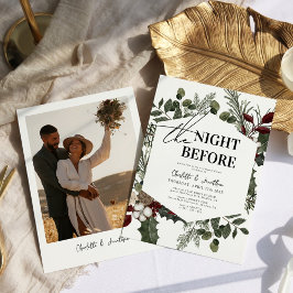 Elegant Winter Greenery Photo Rehearsal Middag Inbjudningar