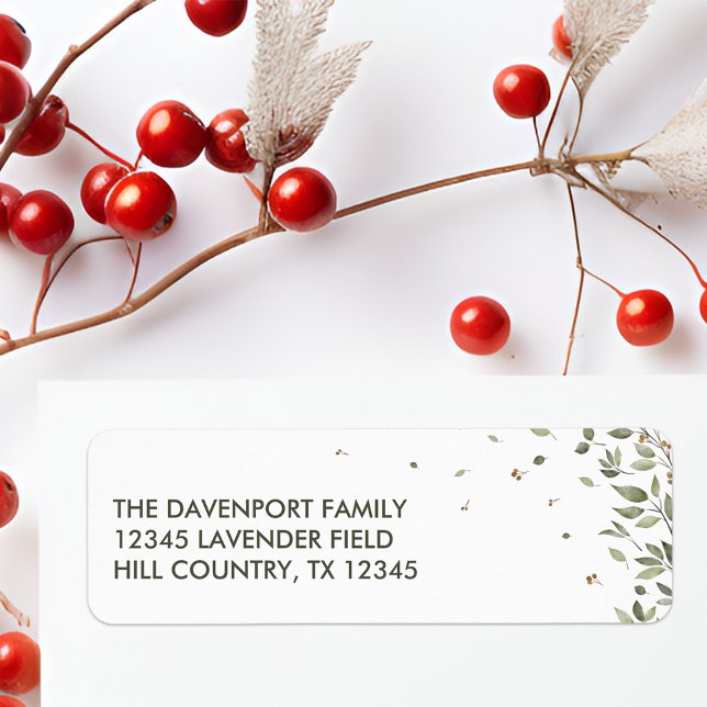 Elegant Winter Greenery Returadress Etikett (Skapare uppladdad)