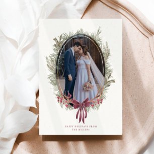 Elegant Winter Greenery Single Photo Helgdag Card Inbjudningar