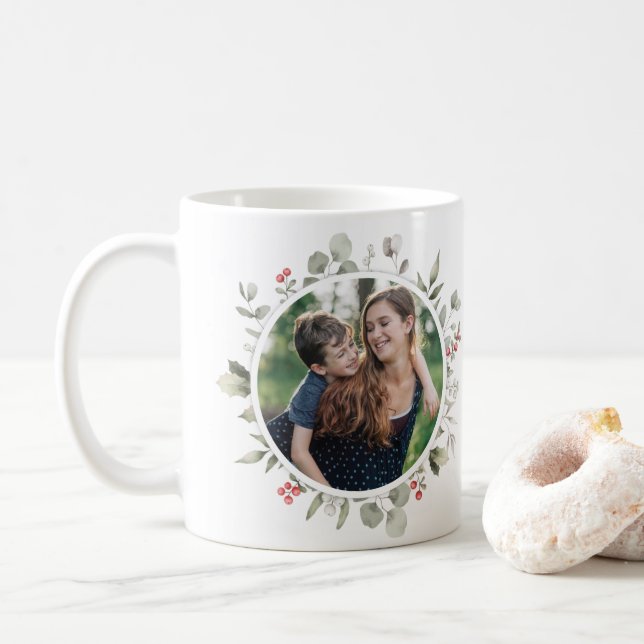 Elegant Winter Greenery Wandey 2 Photo Helgdag Kaffemugg (Med munk)