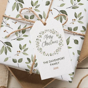 Elegant Winter Greenery Wandey Helgdag Presentetikett