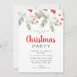Elegant Winter Greenery Watercolor Christmas Party Inbjudningar