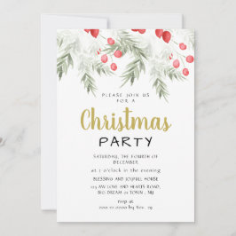 Elegant Winter Greenery Watercolor Christmas Party Inbjudningar