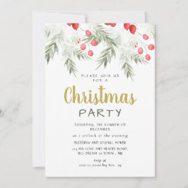 Elegant Winter Greenery Watercolor Christmas Party Inbjudningar