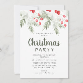 Elegant Winter Greenery Watercolor Christmas Party Inbjudningar