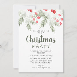 Elegant Winter Greenery Watercolor Christmas Party Inbjudningar