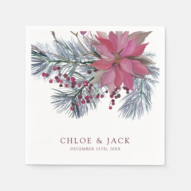 Elegant Winter Greenery Wedding Pappersservett (Framsidan)