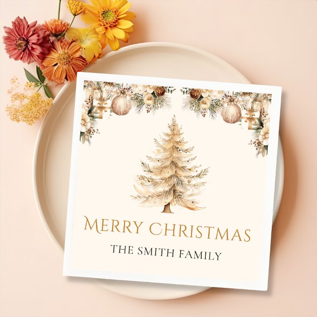 Elegant Winter Guld Julgran Helgdag Pappersservett (Skapare uppladdad)