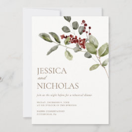 Elegant Winter Holly Bröllop Rehearsal Dinner Inbjudningar